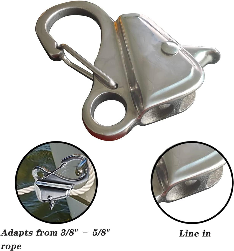 Hook 316 Stainless Steel, Knotless Anchor System with Quick Release Rope(Rope Not Included), Adjustable Cam Cleat Rope Lock,Holds 8000 lb.