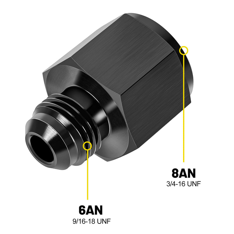 SUPERFASTRACING -8 AN Female -6 AN Male AN Flare Fitting Reducer Adapter 8AN to 6AN 8 AN Female 6 AN Male