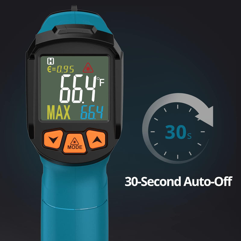 Tilswall Infrared Thermometer, -58°F to 1472°F(-50~800°C), Non-Contact Digital Laser Thermometer with Probe, Adjustable Emissivity, High/Low Temp Alarm, for Cooking/BBQ/Freezer(NOT for Human)-W300 -50°C~800°C(with K-type probe)