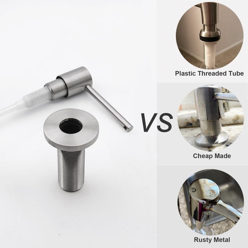 Deck Mounted Brass Kitchen Sink Soap Dispenser or Lotion Dispenser with 17OZ Above The Sink Refillable Bottle(Brushed Nickel) Brushed Nickel