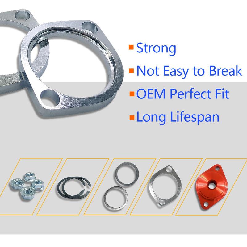 Gasket & Chrome Flange with Nuts & Washers Kit Compatible for Harley-Davidson Big Twin Sportster 883 1200 XL883 XL1200 48 72 1984-2022 Exhaust Flange Gasket