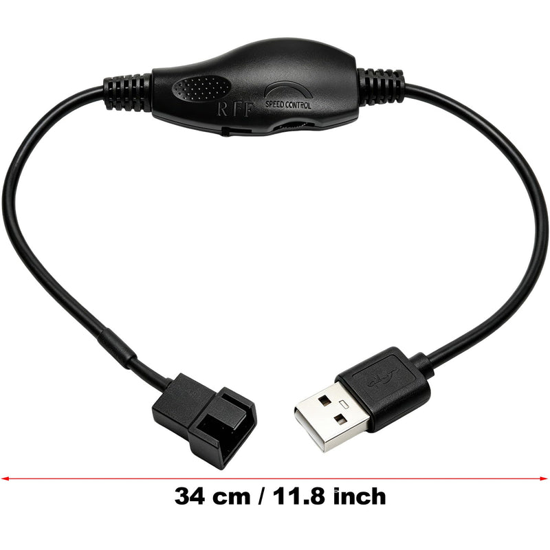 USB 5V to 12V 4 Pin Fan Speed Adapter Controller 11.8 Inch Tinned Copper Wire Max 8W/0.7A PVC Insulated Plug and Play for PC Cooling Fan Chassis Transfer Power Cord