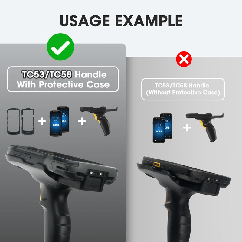 TC53 Protective Case with Trigger Handle for Zebra TC53 TC58 Barcode Scanner Handheld Mobile Computer, Replace TRG-NGTC5-ELEC-01 Sensitive Handle and SG-NGTC5EXO1-01 Rugged Cover