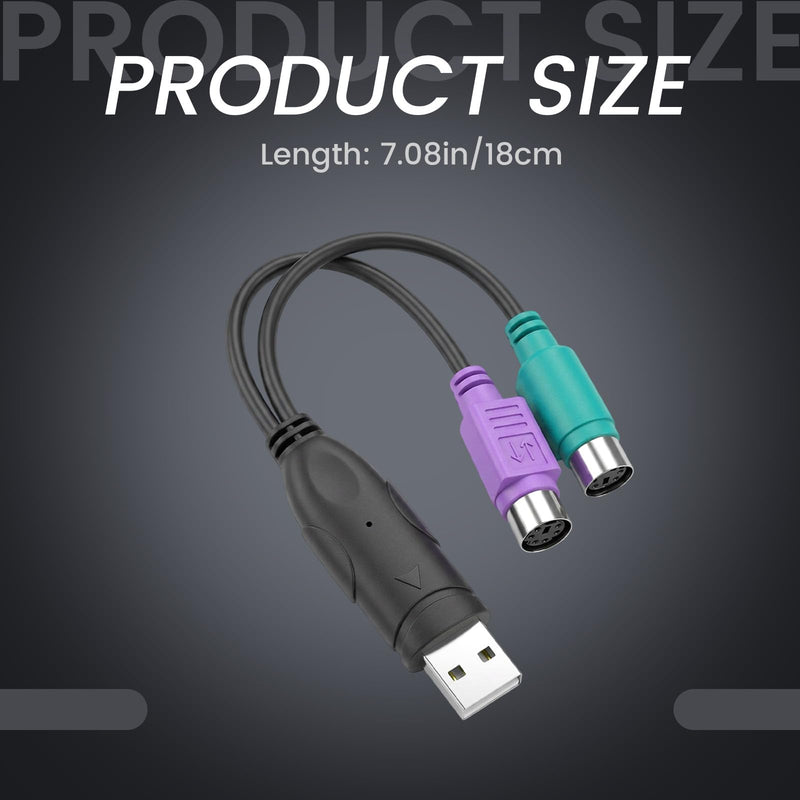 PS2 to USB Adapter PS/2 to USB Adapter Converter | Passive USB to PS2 Adapter for PC Laptop USB Male to Dual PS/2(Mini-DIN 6-pin) Female Cable for Keyboard and Mouse