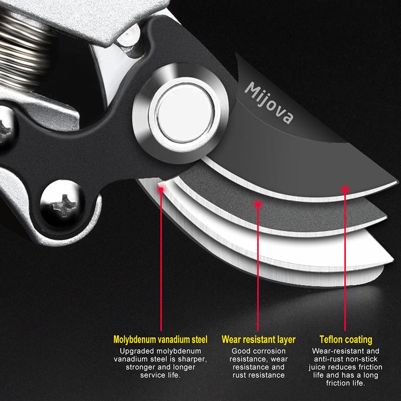 Garden Pruners, Heavy Duty Garden Clippers, Pruning Shears with Adjustable Thumb Lock, Hand Gardening Tools Pruners, High Carbon Steel Sharp Gardening Scissors (black) Black