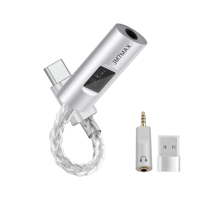 USB C DAC CX31993+SGM8262 HiFi 32bit/384kHz Audio Adapter | USB C to 3.5mm with Headphone Ampifier, Silver-Plated Copper CNC Aluminum Body IEM DAC Dongle for Android iPhone PC Mac