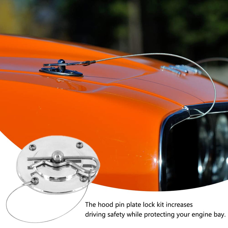 Watris Veiyi Hood Pins for Truck - 4in Threaded Engine Hood Pin Plate Lock, Car Modified Accessory
