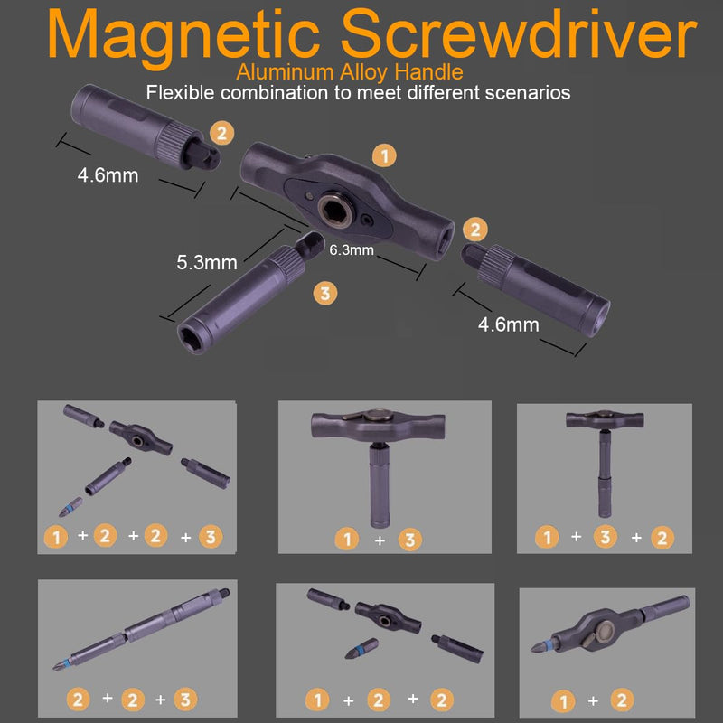 42 in 1 Magnetic DIY Ratchet Screwdriver Set,Multi Bit Screw Drive with Storage Case, Portable Compact Repair Tool Kit for Furniture, Bicycle,Watch,Computer, (42 in 1 Gray) 42 in 1 Gray