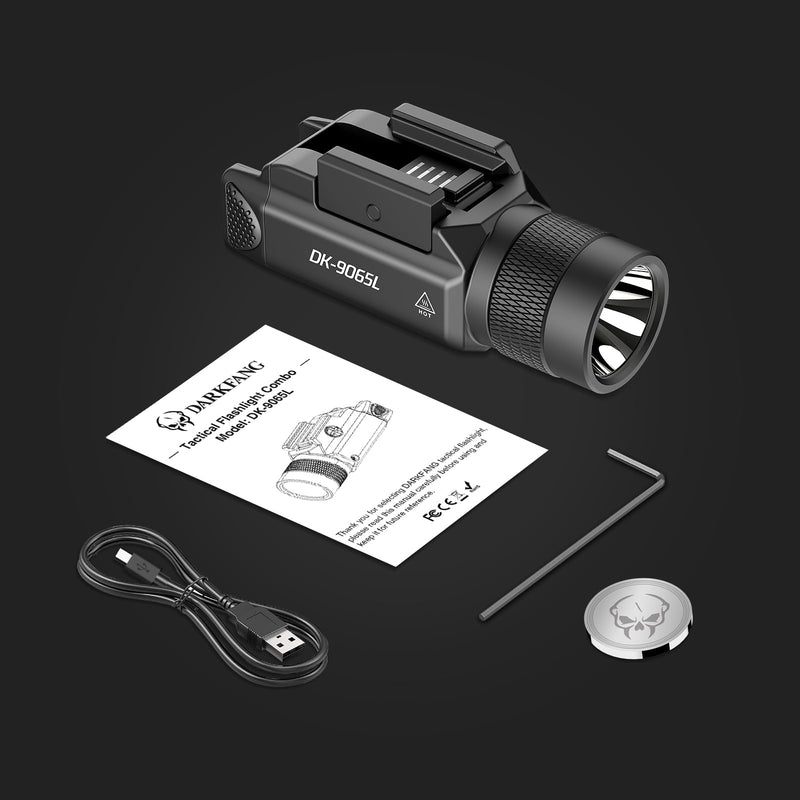  [AUSTRALIA] - DARKFANG Tactical Flashlight and Red Laser Light Combo 1500 Lumen for Shotgun/Pistol Light with Momentary/Strobe Function for 1913 Picatinny Rail