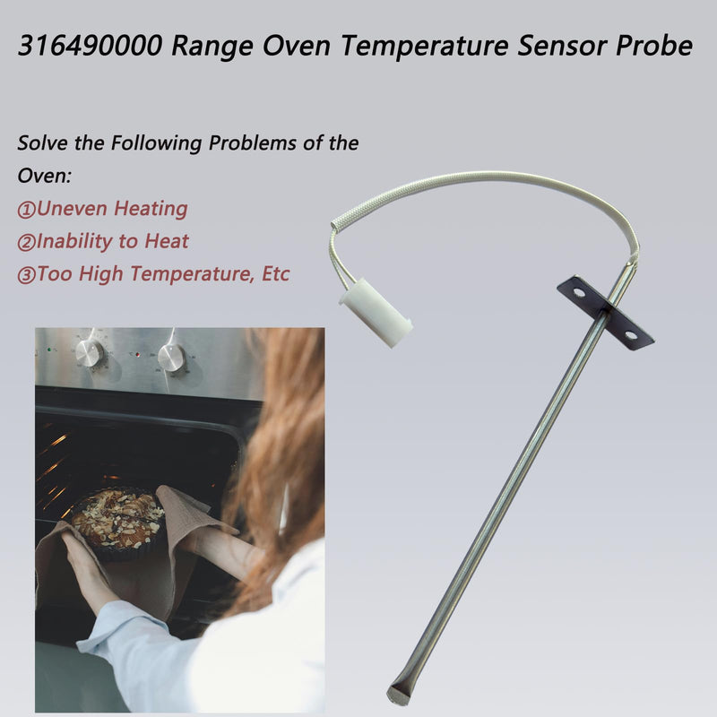 316490000 316490001 Oven Temperature Sensor Probe 316490002 316490003 Replacement for Ken-More Ranges Replaces 1197392 AH1528542 AP3963654 PS1528542 EAP1528542 12-Month Replacement Service