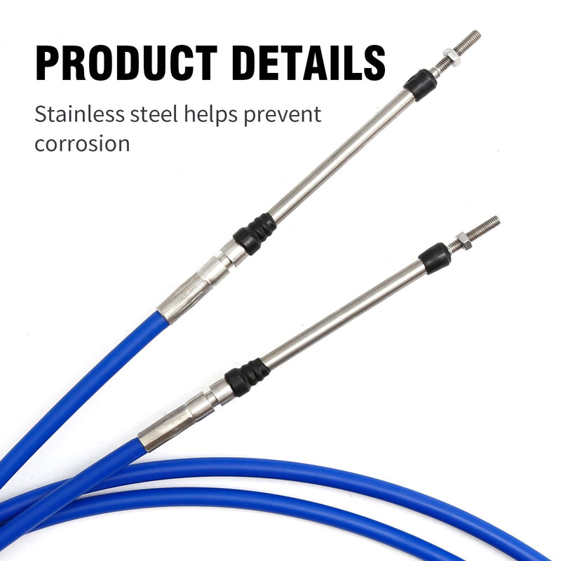 Saihisday 10FT Marine 33C Throttle Shift Remote Control Box Cable Replacement for Yamaha Outboard Engine Boat Motor Steering System Blue(2PCS)