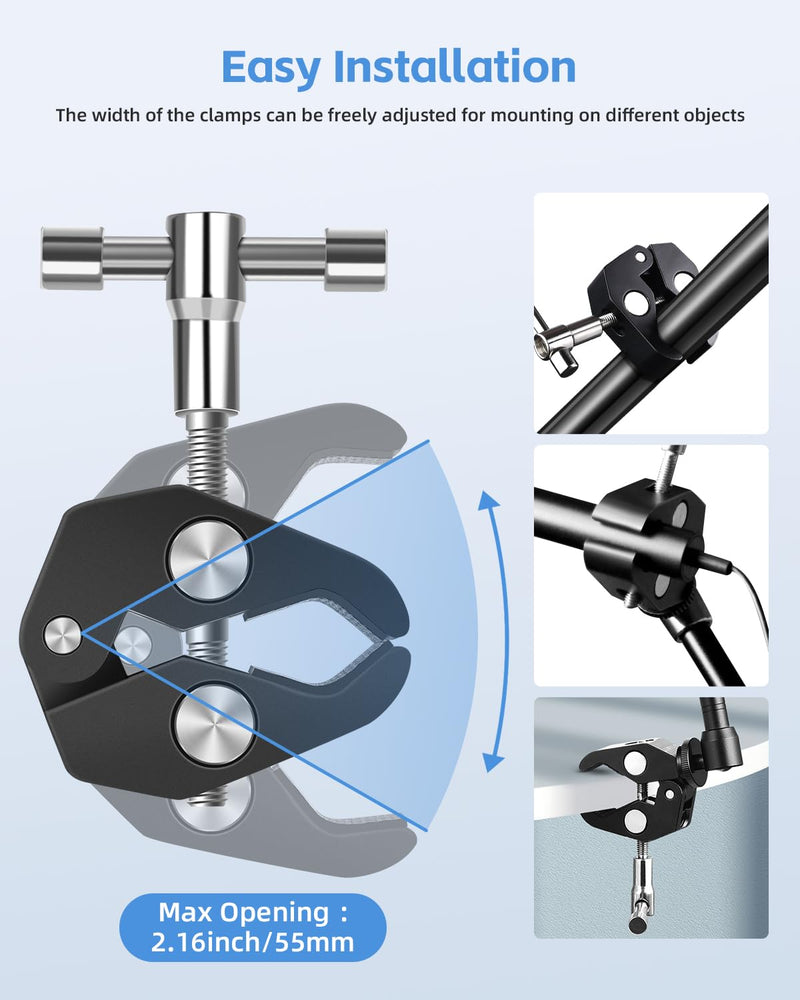UTEBIT Adjustable Magic Arm with Super Clamp, 9 inch Articulating Arm Clamp Kit for LCD Monitor, LED Light, Flash Light, Camera Rig