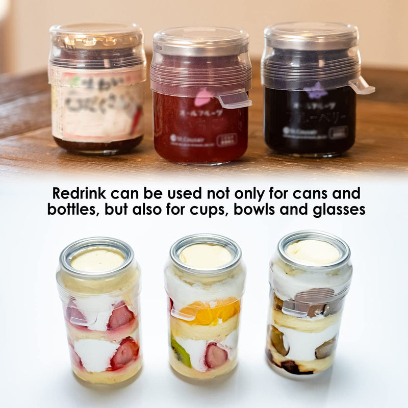 Mochi a girl,Redrink, 2-Pack Silicon Flexible Can Lid Cover,Clear Soda Lid Stopper,Food Can & Jar Cover Top,BPA Free,Reusable Food Suction Lids fits Cup,Dishwasher Safe,2-Pack with 1 Storage Case