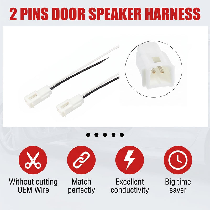 4PCS Car Dash Tweeter Wiring Harness Adapter, Front Speaker Connector Plug for Car Audio Replacement, White Plastic Design Compatible with 2006-2021 Ram 1500 and 2011-2017 Cherokee