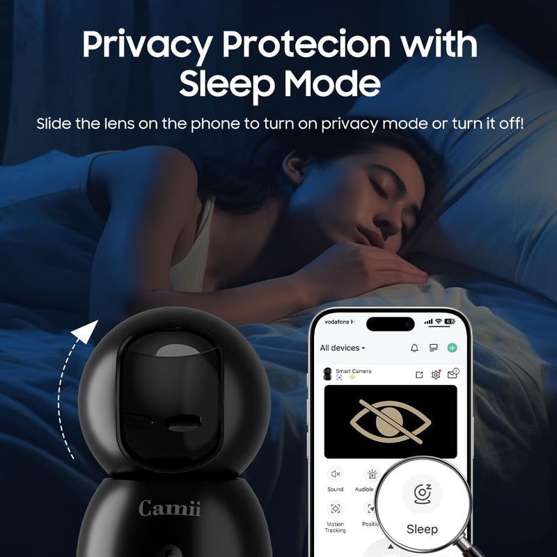 Indoor Camera, 2K Pet Cameras for Home Security Dual Band WiFi(2.4/5G), Security Camera with Phone App, 24/7 SD Card Storage, 2-Way Audio, Dog and Baby Monitor with Motion Detection, Black 2Pack