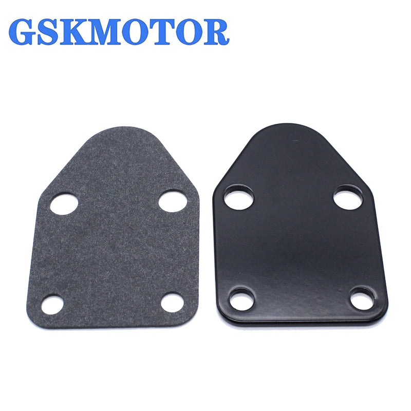 SBC Black Fuel Pump Block Off Plate With Gasket 283 327 350 383 400 SB Chevy