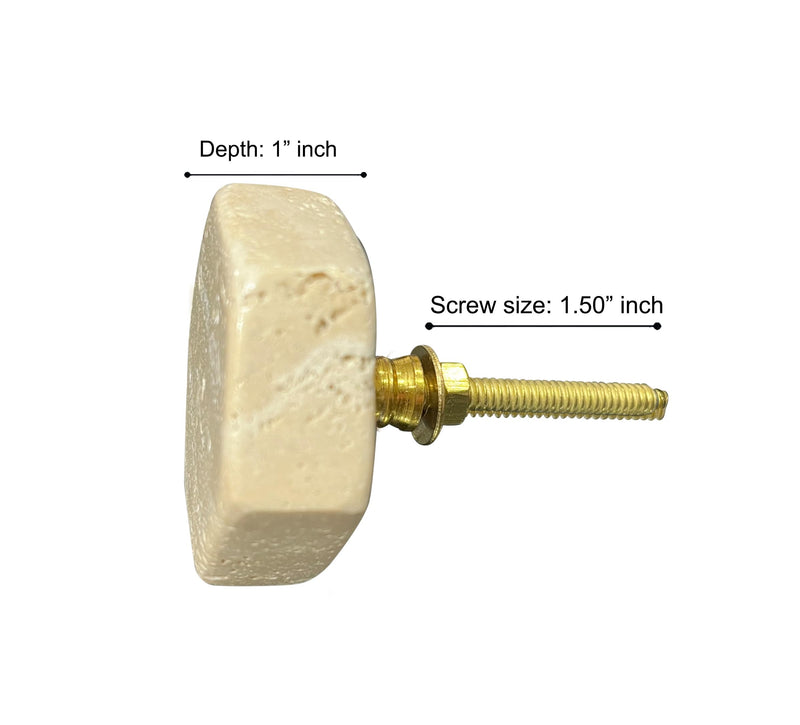 Perilla Home Set of 6 Marble Knobs for Cabinet & Drawers Decorative Travertine Hexagon Knobs for Home Kitchen Cabinet Hardware Cupboard Glass Door Dresser Wardrobe Pulls (Beige)