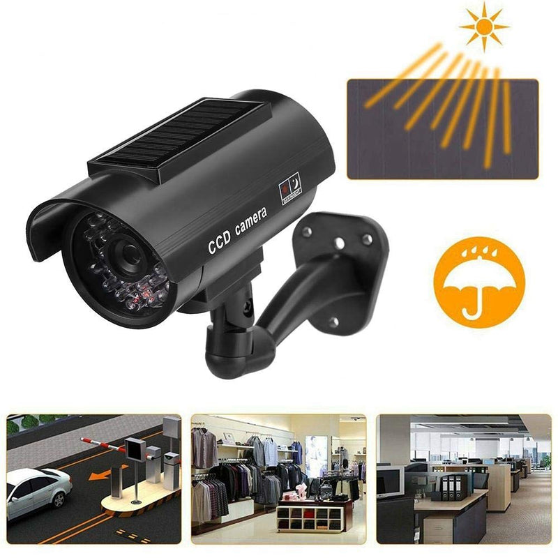 Dioche Solar Power Dummy Fake Security Camera, Outdoor Shape Anti-Theft Surveillance Camera with Flashing LED Light
