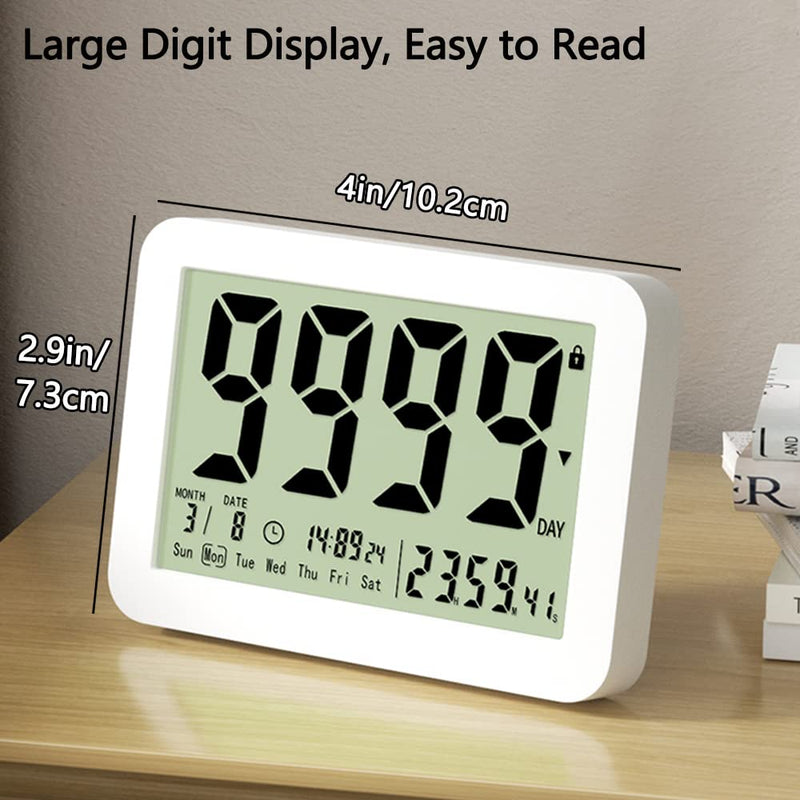 Digital Countdown Days Timer Clock- 9999 Days Count Down Timer with Stand Strong Magnetic Back for Retirement Wedding Vacation Birthday Exam Lab Kitchen Cooking M281 Day Timer