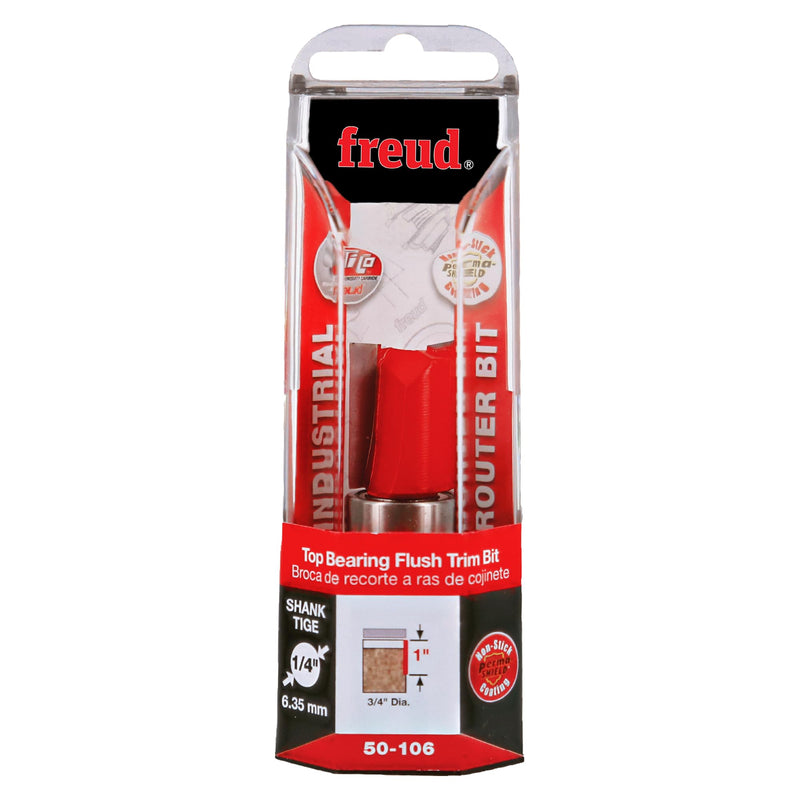 Freud 50-106: 3/4" (Dia.) Top Bearing Flush Trim Bit with 1/4" Shank