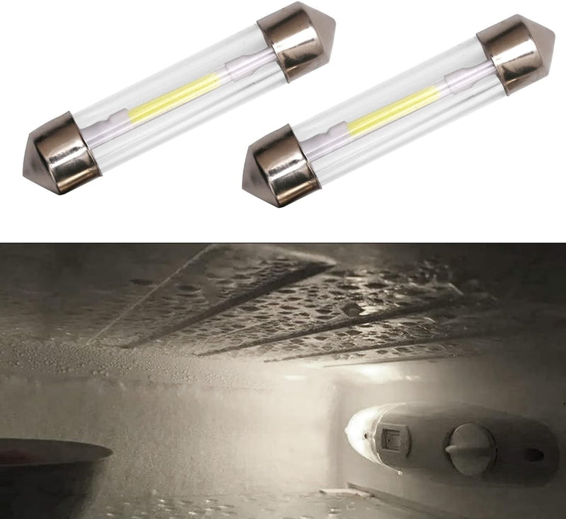 RV Refrigerator Light Bulb,Fridge Light Bulbs Led Refrigerator Light Bulb 214-2 Trailer Camper Motorhome Refrigerator Interior Light Bulbs DC12V Replacement LED Bulb For Refrigerator Bulb 41MM (2pcs) 2pcs