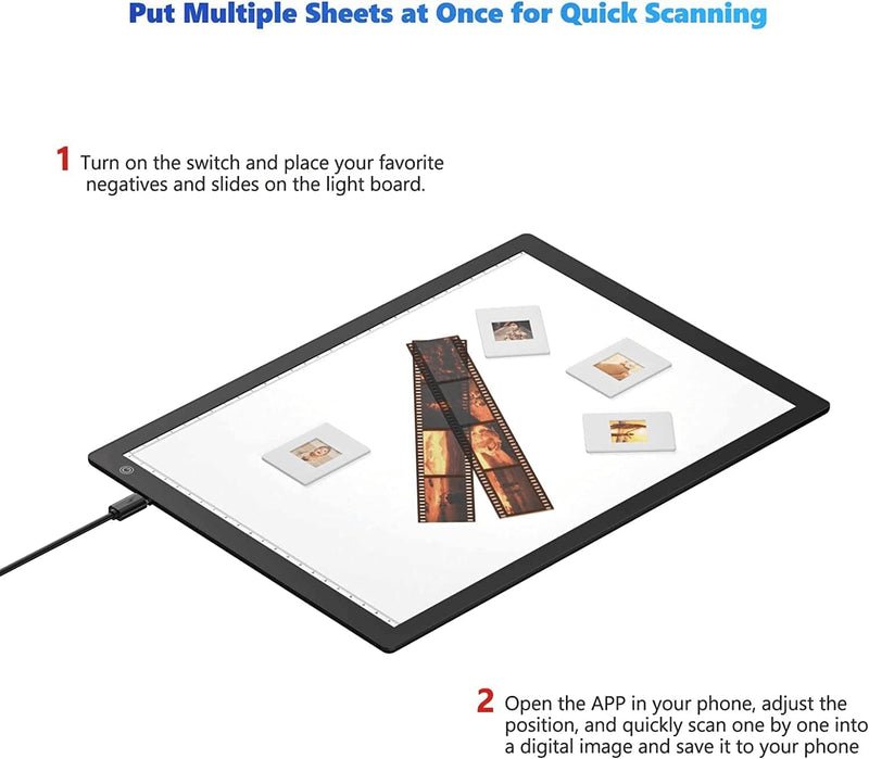 Slide Viewer Light Box, Ultra-Thin A4 USB Powered Light Scanner for Photo Slide and Film Negative Scanning, Christmas Gift, Tattoo Drawing, Artist Sketching