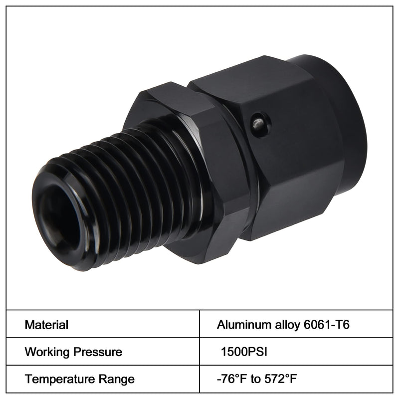 EVIL ENERGY 6AN Female to 1/4 NPT Male Swivel Fitting Aluminum 6AN to 1/4NPT Straight