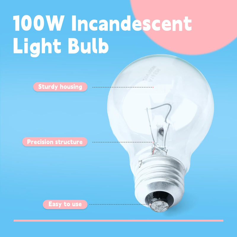 100W Incandescent Light Bulb A19 E26 Medium Base Replacement for Floor Lamps for Table Lamps, Dimmable Soft White 6-Pack Light Parts