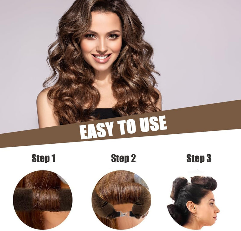 Heatless Curlers,3Pcs Heatless Curling Wand,Overnight Hair Rollers,Soft Sleeping Lazy Hair Rollers with Hook for All Hair Types(Brown)