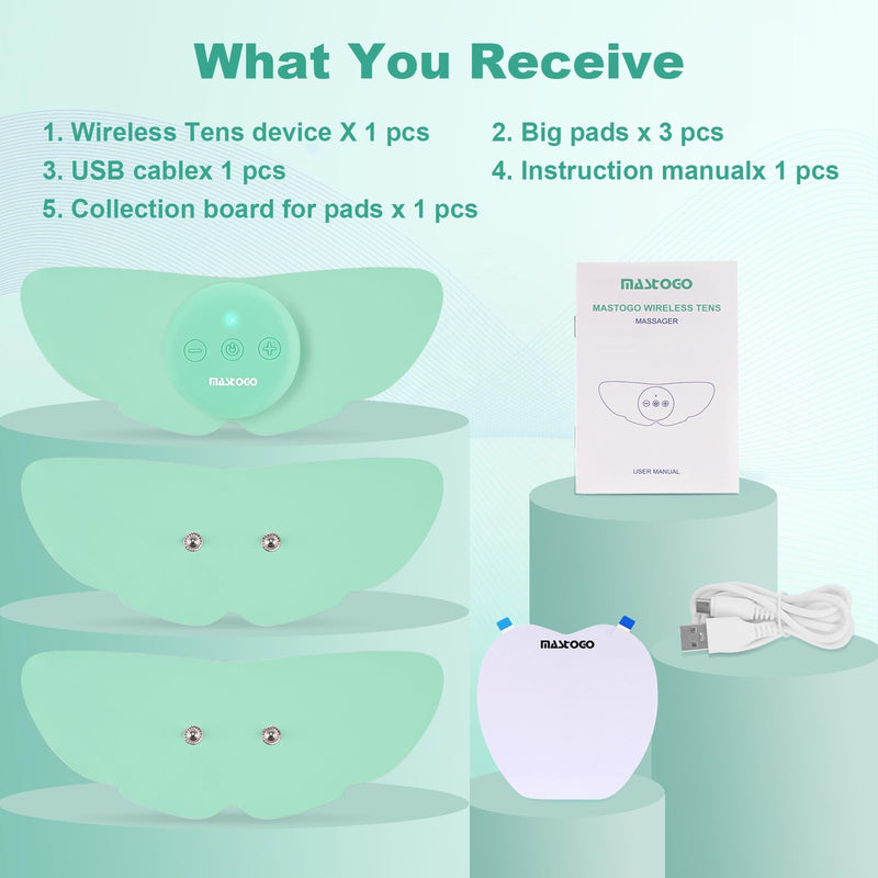 Wireless Tens Unit Muscle Stimulator for Pain Relief, 26 Mode 25 Intensity APP Controlled Bluetooth Wireless TENS & EMS Muscle Stimulator - Used to Relieve Pain in All Parts of The Body (Green) Green