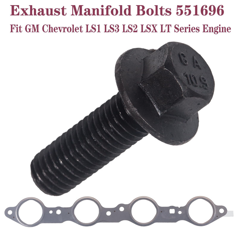 551696 Exhaust Manifold Bolts,Manifold Header Bolts for GM LS1 LS3 LS2 LSX LT series engines 12 PCS for GM 12617944 Exhaust Manifold Gasket