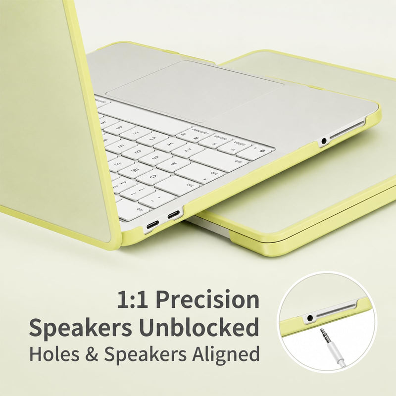 3-Piece Set Protector Case for 2026 MacBook Neo 13 Inch | Matte PC shell with screen protector, matching keyboard cover, thickened edges, vented bottom, and precise snap-on fit Yellow