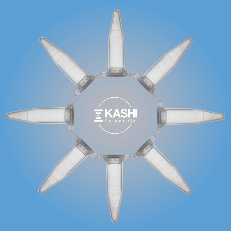 Kashi Scientific 1.5mL Clear Snap Cap Microcentrifuge Tube with Graduation, Lab Grade Polypropylene Plastic [1.5mL, 1000]