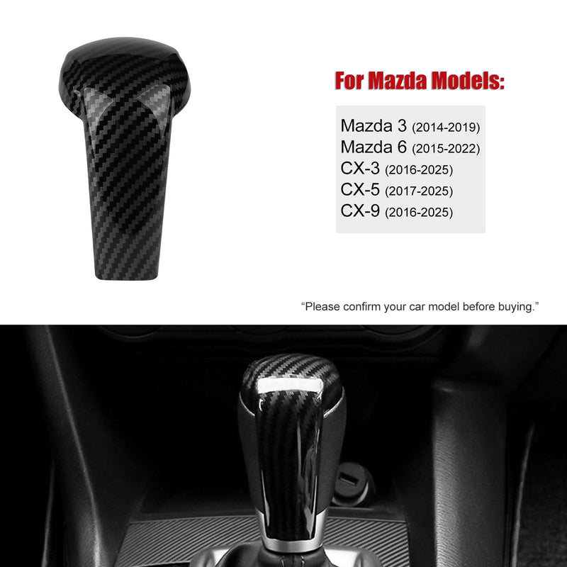 Compatible with Mazda CX-5 CX-9 CX-3 6 3 Accessories Car Gear Shift Knob Cover Trim Cap Gear Panel Gears Sporty Interior Decoration Sticker -Carbon Fiber Style Carbon Fiber Style