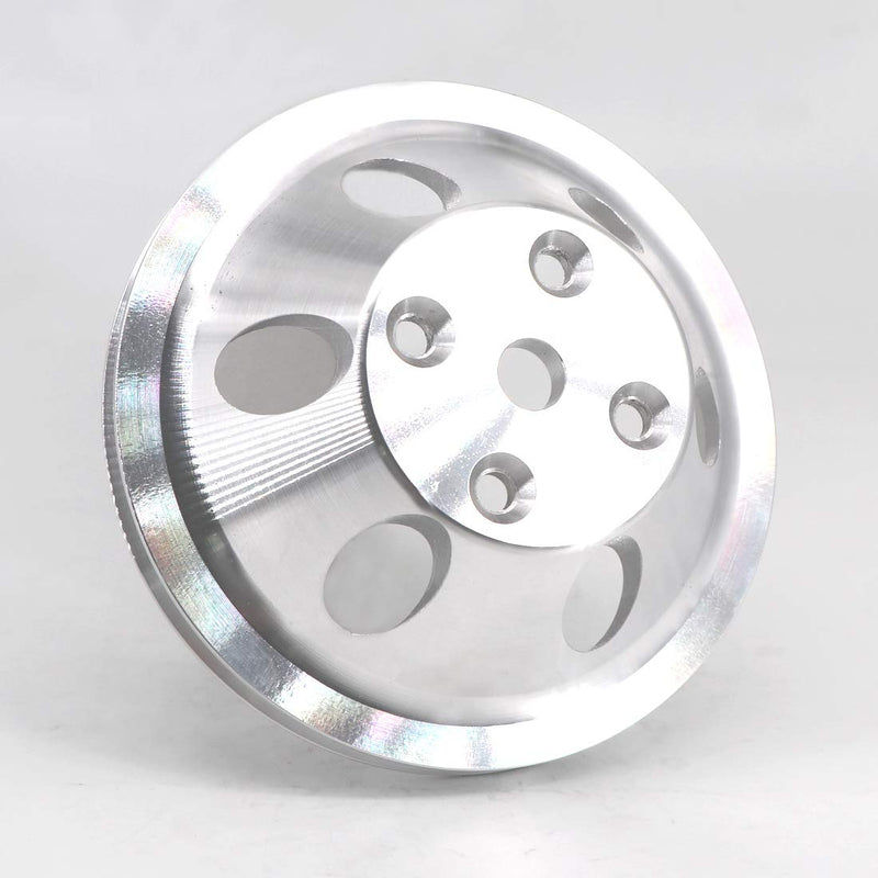 KIPA Aluminium Single groove Water Pump Pulley For SB SBC Small Block Chevy 265 283 305 327 350 383 400 with a long water pump Satin Aluminium Finish Durable 1-Groove #9842