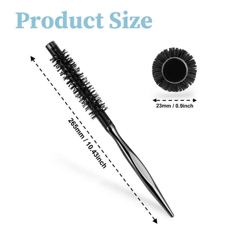 Small Curling Brush, Mini Quiff Roller for Blow Drying, Portable Round Travel Circle Brush With Smooth Handle and Nylon Bristles for Styling, Curling Short and Thin Hair Grey