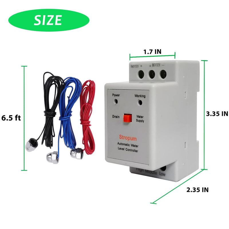 DC12V Automatic Water Level Controller Liquid Level Sensor Detector Pump Float Switch Control Relay with 6.5ft Detector RL-2 DC 12V