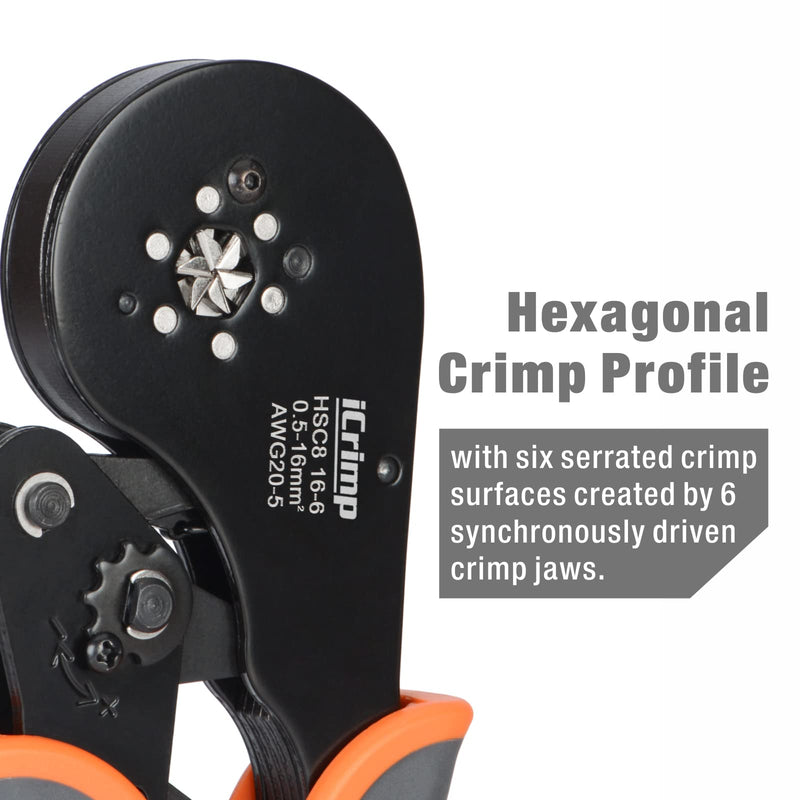iCrimp Self-adjustable Crimping Tools Plier for AWG20-5 Bootlace End-sleeves Ferrule, Ratchat Wire Crimping Tool