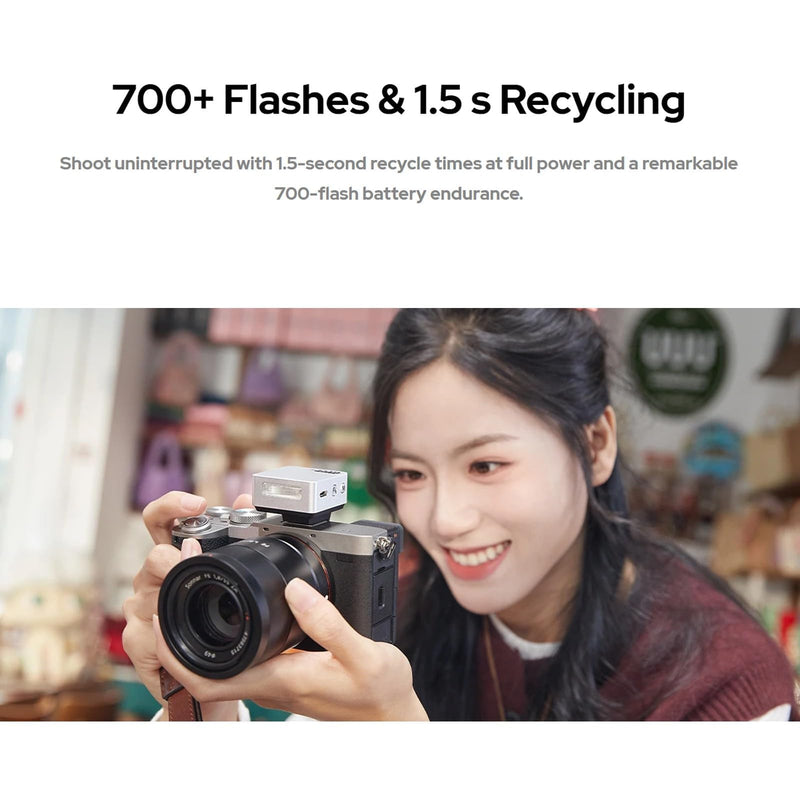 Godox IT20 S IT20S Mini Camera Flash for Sony, TTL Godox Flash,700+ Full Power,1.5s Recycle Time,USB-C Charging, with Magnetic Diffuser & Filter -Silver | 700+ Full Power,1.5s Recycle Time,USB-C Charging, with Magnetic Diffuser & Filter Silver