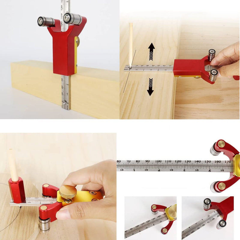 Latest Models Multifunctional scribing Ruler Parallel line Drawing Tool Gauge with Straight line arc Measurement DIY Woodworking scribing Tool Type2