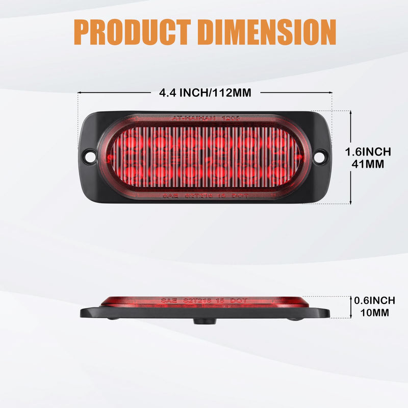 AT-HAIHAN Pack of 2 Aluminum Housing Red LED Trailer Stop Brake Turn Tail Lights, DOT Compliant Waterproof Surface Mount Lighting for Truck Tractor Jeep RV 4.4 INCH