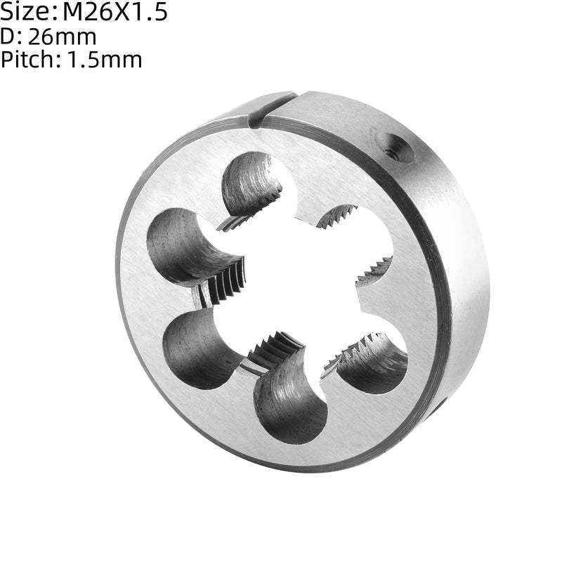 Burkit M26 X 1.5 Tap and Die Set, M26 x 1.5 Machine Thread Tap and Round Die Right Hand M26x1.5
