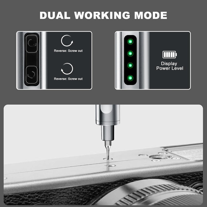 Mini Electric Screwdriver, 41-in-1 Precision Electric Screwdriver Set with 36 Magnetic Bits, Cordless Screwdriver Set, Magnetic Storage, Portable Repair Tool for Electronics Phone Camera Laptop Watch Black Plastic