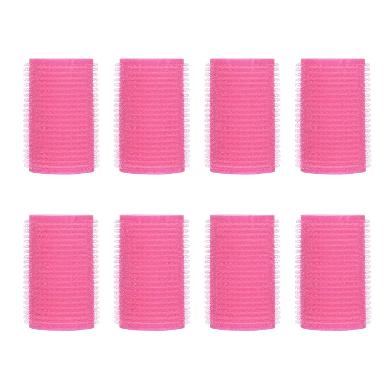 8 PCS No Hair Breakage Rollers, Large Self Grip Hair Curlers for Crown Volume, Heatless Sponge Sleep in Rollers, Volumising Velcro Hair Styling Tools for Long Short Hair, Pink