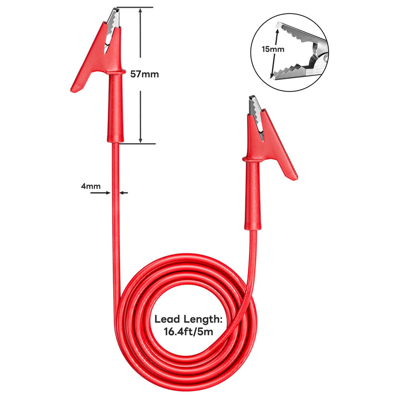 Goupchn 5PCS Alligator Clips Test Leads Dual Ended Crocodile Wire Cable with Insulators Clips Test Flexible Copper Cable for Electrical Testing 16.4ft/5m 5 Colors-16.4ft/5m Style A