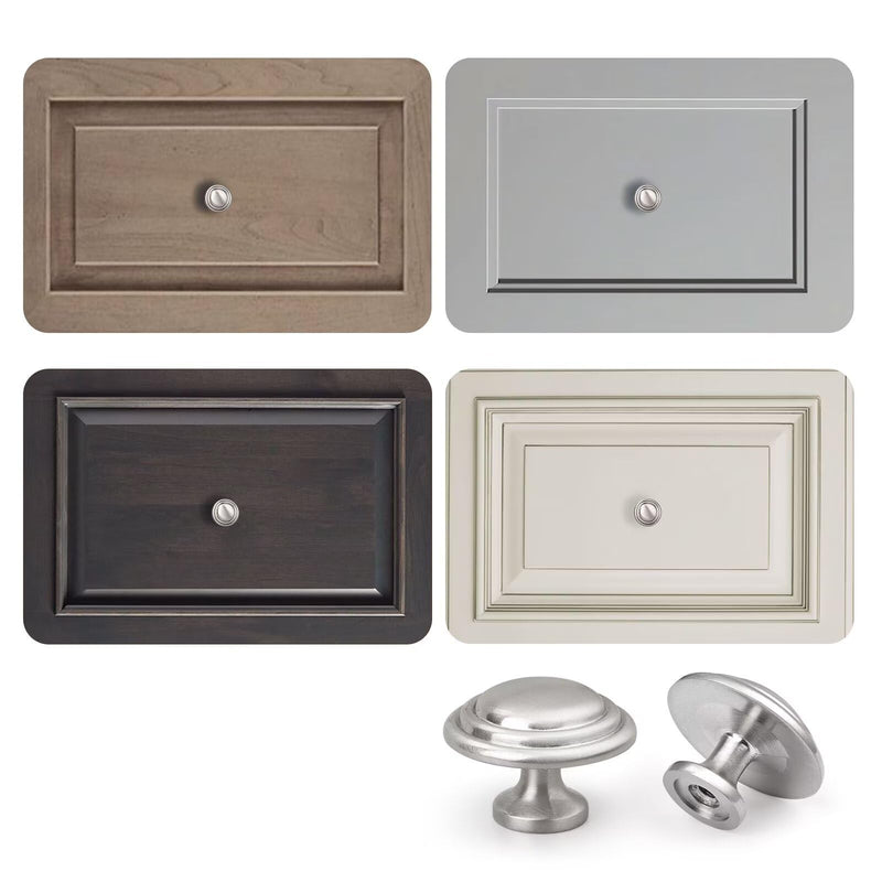 Brushed Nickel Knobs for Drawer 20 Pack, Solid Round Kitchen Cabinet Knobs, Dresser Pulls for Bedroom Bathroom Vanity, Diameter: 1.32 Inch(33.5mm) Brushed Nickel