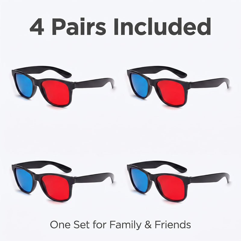 4 Pcs Red and Blue 3D Glasses Universal TV Movie Dimensional Video Frame 3D Glasses DVD Game Glass 3D Style Glasses for 3D Movies Games, 3D Viewing Glasses, Televisions and Video