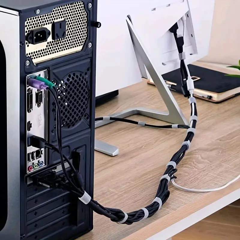 1 Pack Adjustable Cable Organizer Roll | 3m (118.1 inch) Reusable Wire Management Strap for Desktop and Electrical Cable Routing (Gray) Gray