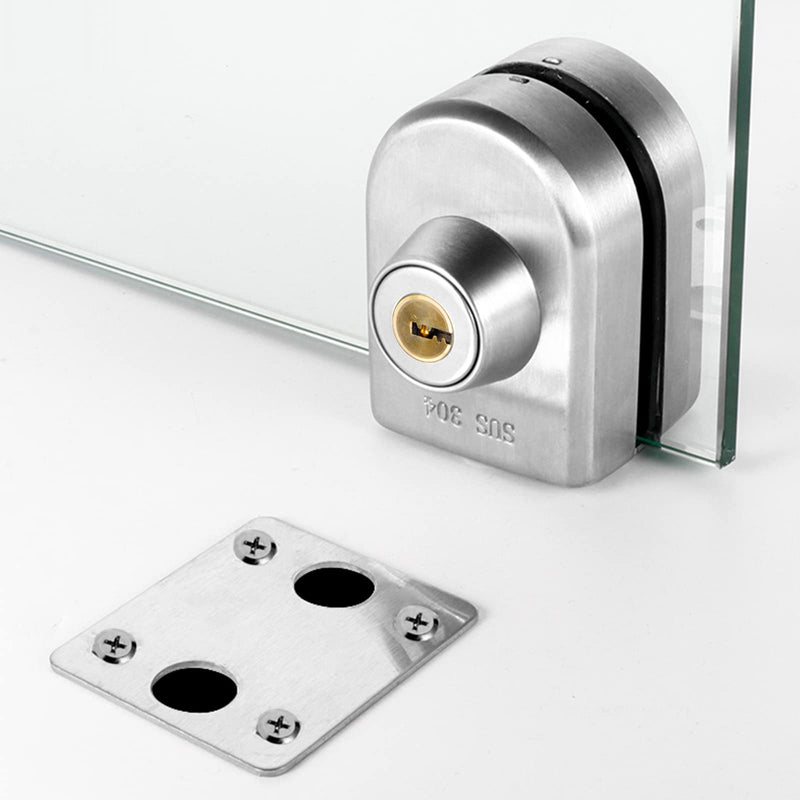 Fits on 1/2" Glass 0.39" -0.47"Glass Door Lock Stainless Steel Glass Door Lock Floor Latch Lock Bolt Ground Lock for Bathroom Toilet Shop Glass Doors (102-C) 102-C