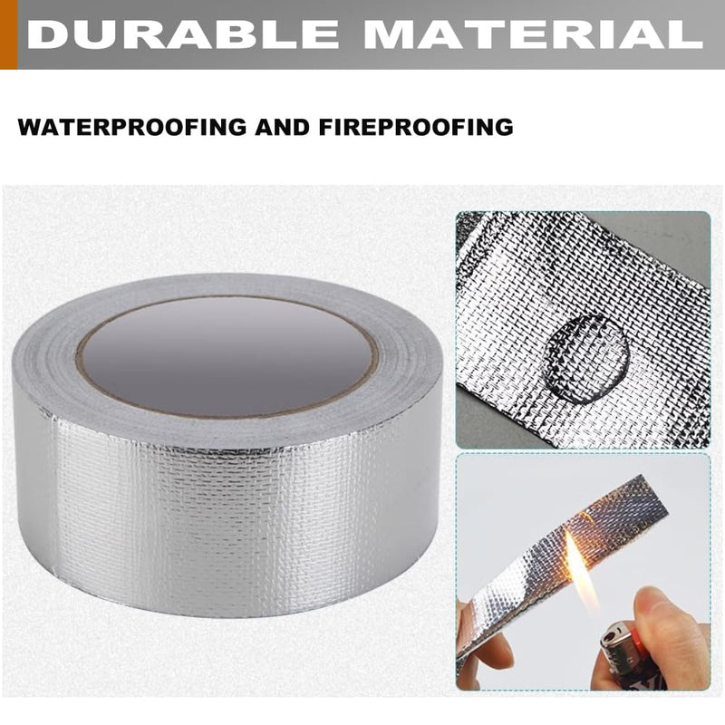 2 Rolls High-Temp Heat Shield Tape Reflective Adhesive Backed Roll Thermal Barrier Foil Tape Self-Adhesive Heat Resistant Tape Cool Tapes for Hose and Auto (Silver, 2 Inch x 32.8 ft) Silver